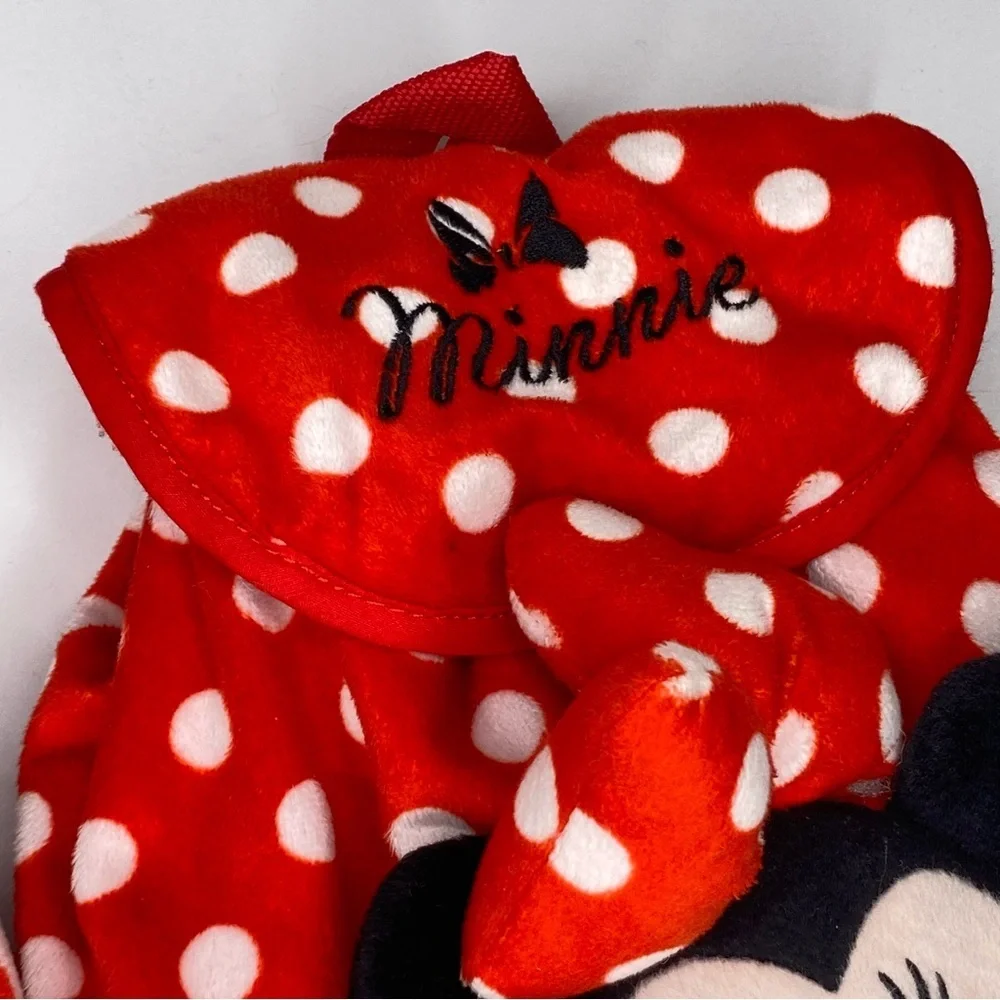 Disney Minnie Mouse Set Of 2 Kids Drawstring Polka Dot Flap Backpacks Cinch Bags